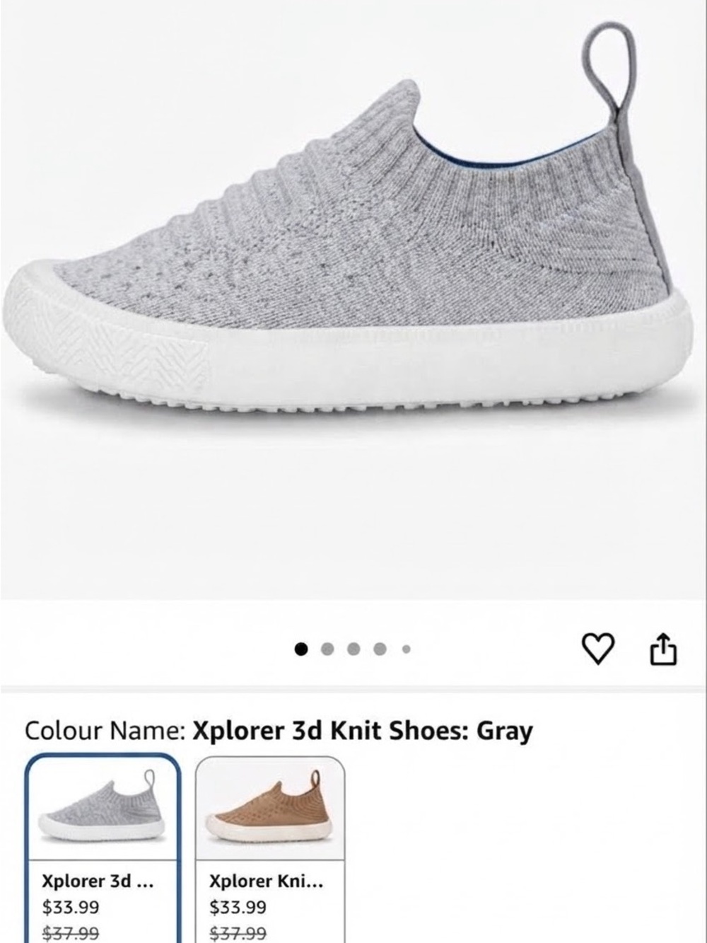 Jan & Jul Toddler Gray Xplorer 3D Knit Slip-On Shoes